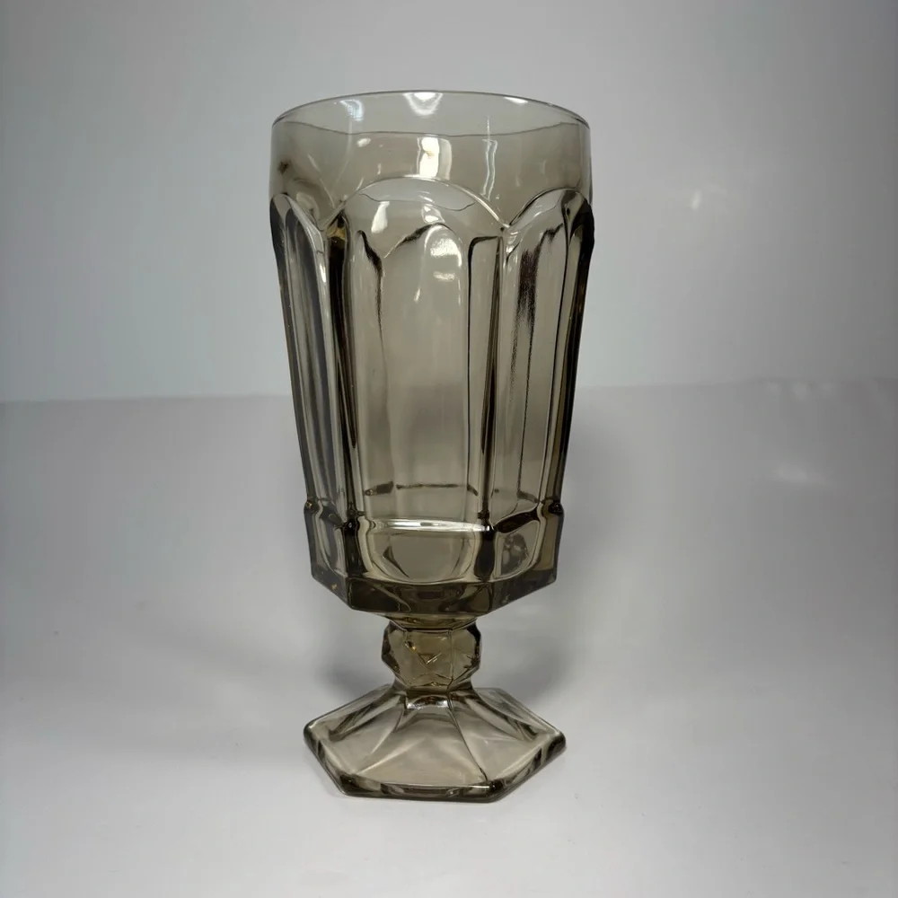 Fostoria Goblet Virginia Smokey Brown Footed Water Glass Tall 7